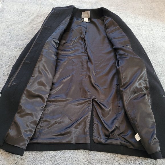 J CRew Womens Coat Size 12 Black Double Cloth Carmignano Wool Blend Italy 161778 - Picture 7 of 10